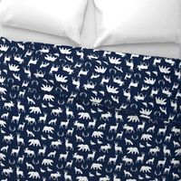 woodland animals on navy