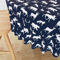 woodland animals on navy