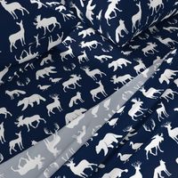 woodland animals on navy