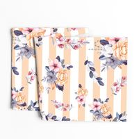 Peach Orange Stripe Floral