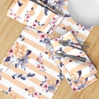 Peach Orange Stripe Floral