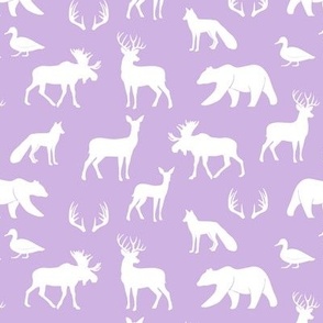 (small scale) woodland animals on lilac