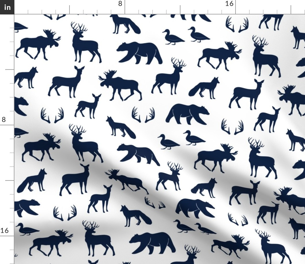 woodland animals - navy