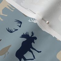 (small scale) woodland animals - rustic woods blue