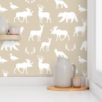 woodland animals - rustic woods tan