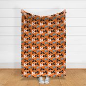 Poodles in the Park ORANGE // fun play dogs ball fetch polkadot vintage retro bright colourful puppies