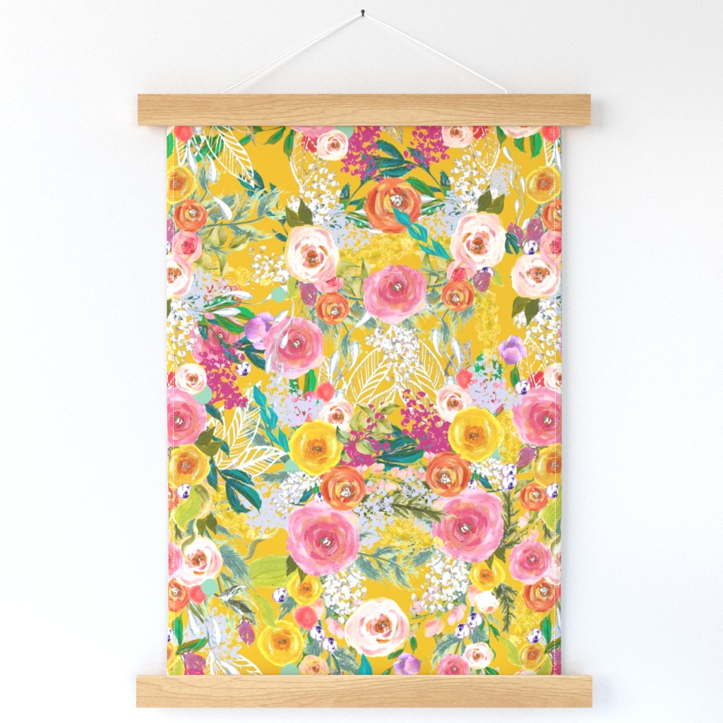 Autumn Blooms Painted Floral // Mustard