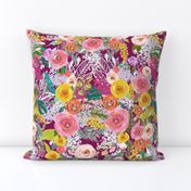 Autumn Blooms Painted Floral // Mulberry (Regular size)