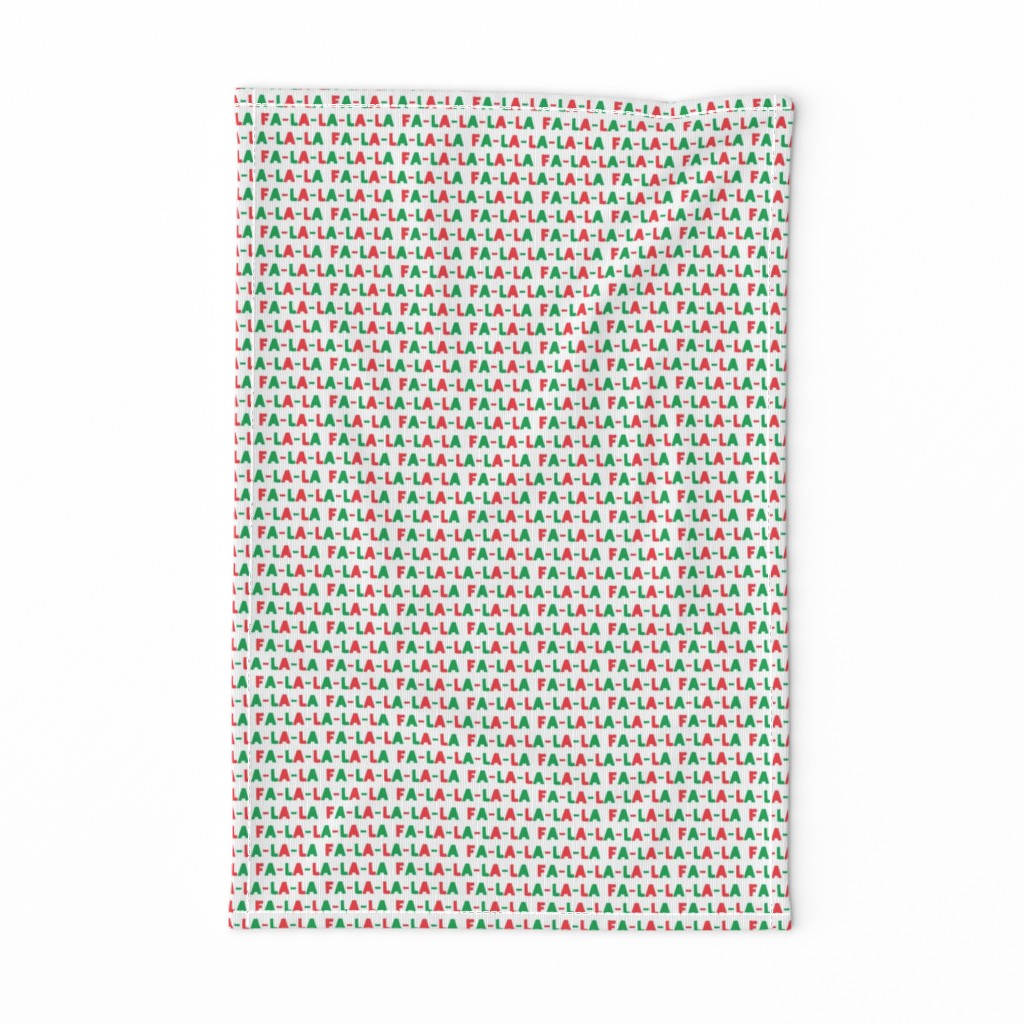 (small scale) FA-LA-LA-LA-LA - red and green - holiday fabric