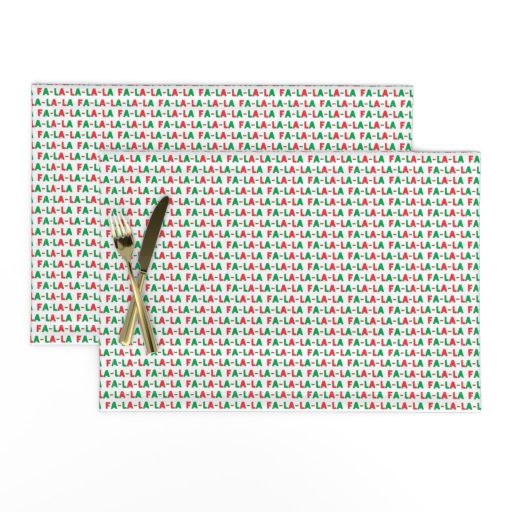 (small scale) FA-LA-LA-LA-LA - red and green - holiday fabric