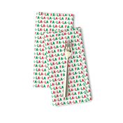 (small scale) FA-LA-LA-LA-LA - red and green - holiday fabric