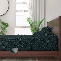 Black Turquoise Floral Damask