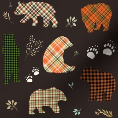 8" PATCHWORK FALL BEARS / BROWN