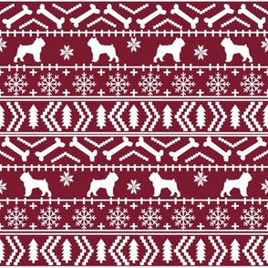 Brussels Griffon fair isle christmas fabric dog breed maroon
