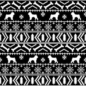 Brussels Griffon fair isle christmas fabric dog breed black and white