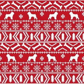 Brussels Griffon fair isle christmas fabric dog breed red