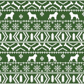 Brussels Griffon fair isle christmas fabric dog breed green