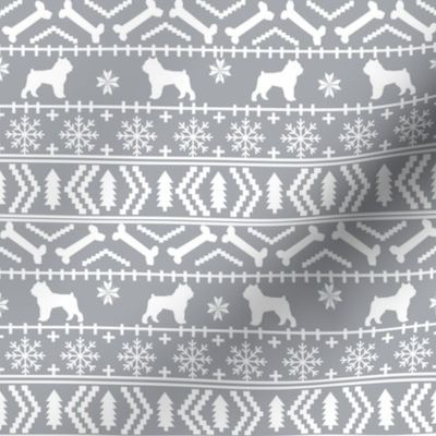 Brussels Griffon fair isle christmas fabric dog breed grey