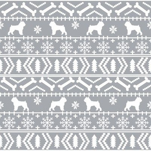 Brussels Griffon fair isle christmas fabric dog breed grey