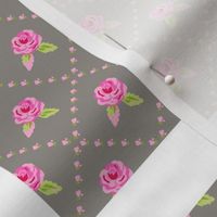 Roses Gray and Pink Cut and Sew Apron