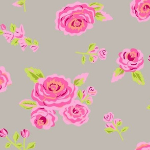 Roses Pink and Gray