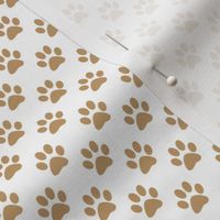 Half Inch Camel Brown Paw Prints on White