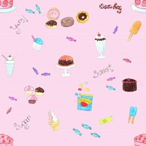 Cupcakes Candy and Sweets Pink background