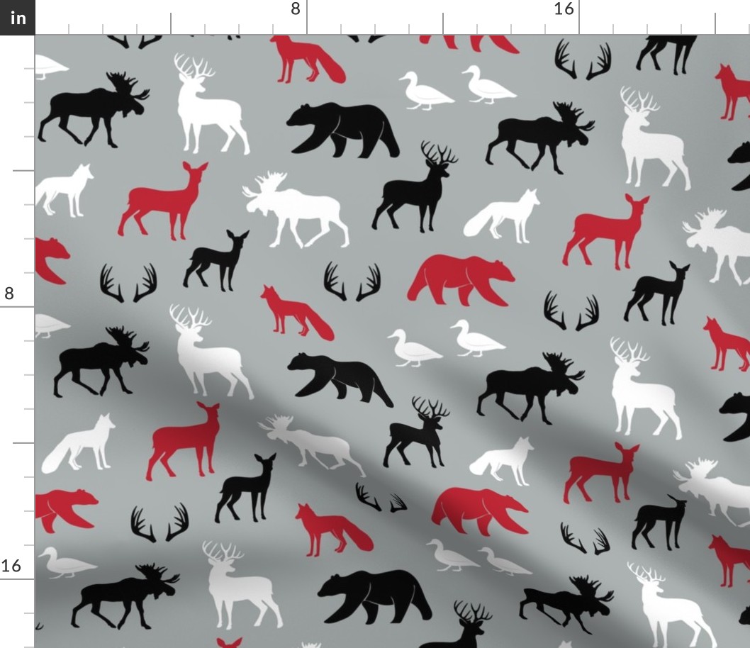 woodland animals - the happy camper collection - grey