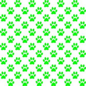 Half Inch Lime Green Paw Prints on White