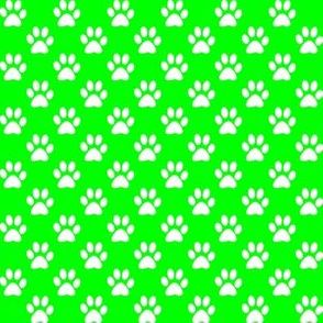 Half Inch White Paw Prints on Lime Green