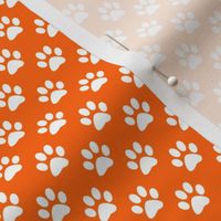 Half Inch White Paw Prints on Orange