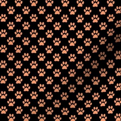 Half Inch Peach Paw Prints on Black