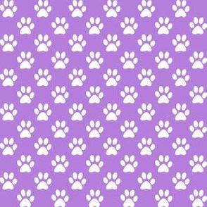 Half Inch White Paw Prints on Lavender Purple