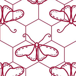 Butterfly Blueprint - 07 - Red and White Positive