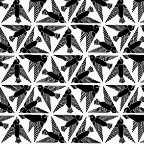 Geometric Birds - Black on White