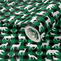 (small scale) woodland animals on green plaid