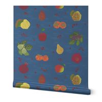 Fall Fruits Medley Blue Basket