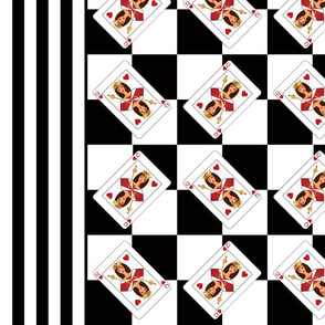 Queen of Hearts Black Stripes Border Print