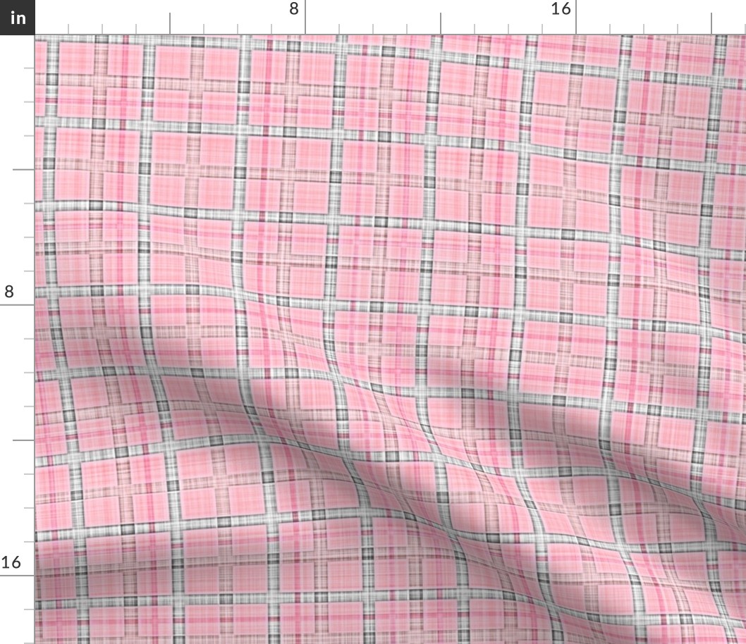 Plaid Check Tartan Grid Stripes Grunge Pencil Scratch Light Pink