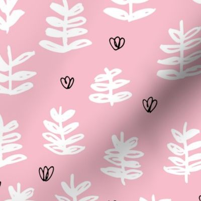Pop culture series green home garden plants leaves illustration print design pink girls