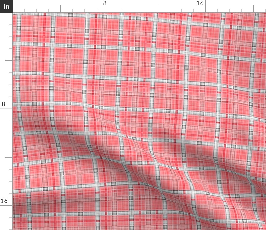 Plaid Check Tartan Grid Stripes Grunge Pencil Scratch Red