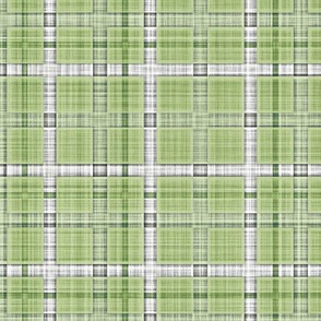 Plaid Check Tartan Grid Stripes Grunge Pencil Scratch Green Olive