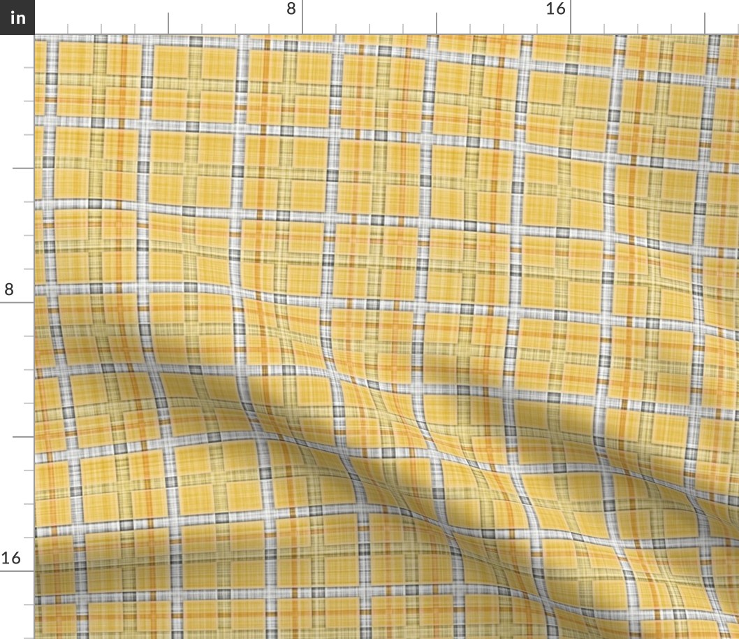 Plaid Check Tartan Grid Stripes Grunge Pencil Scratch Yellow