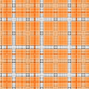 Plaid Check Tartan Grid Stripes Grunge Pencil Scratch Orange