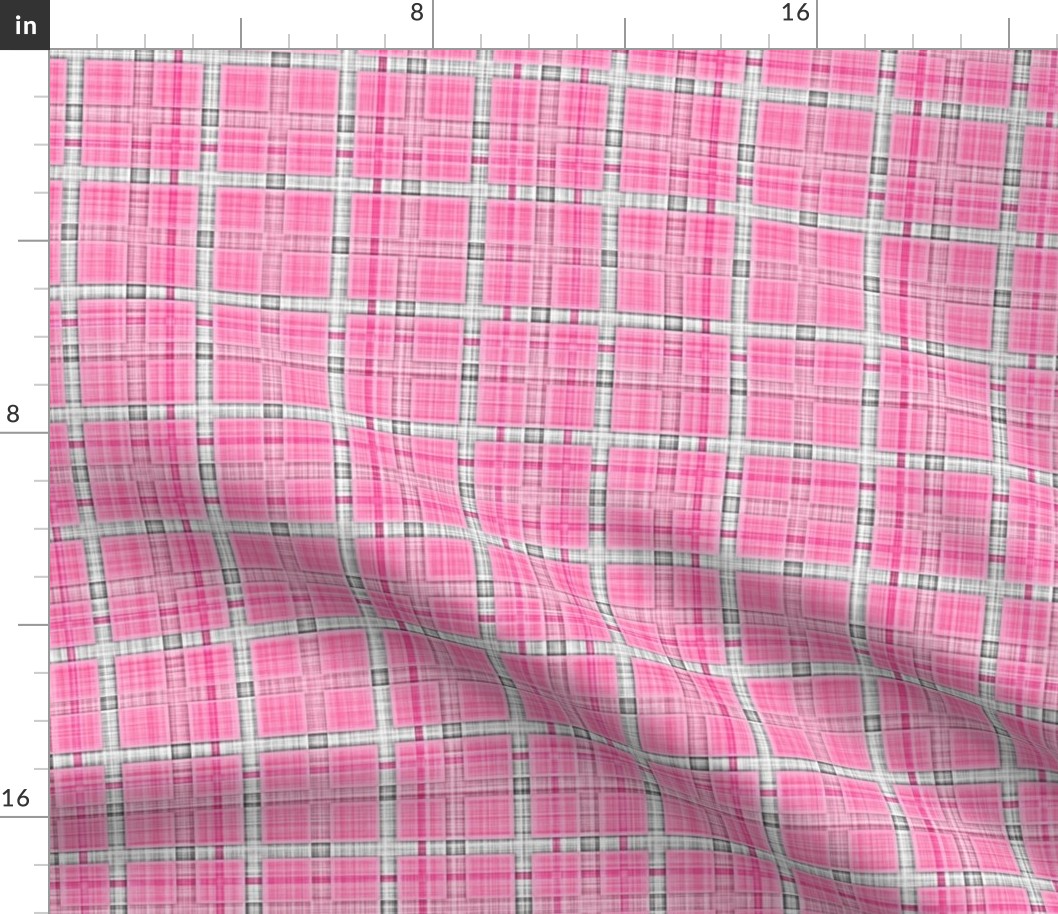 Plaid Check Tartan Grid Stripes Grunge Pencil Scratch Pink