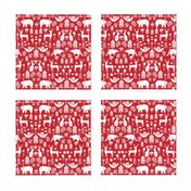 Christmas folk scandinavian winter holiday forest animals red