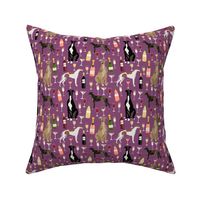 greyhounds and wine fabric - dogs and wine bubbly celebration fabric - amethyst