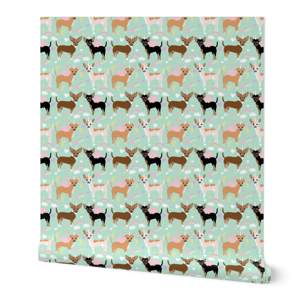 chihuahua dog pastel unicorn fabric cute mint and purple unicorn pegasus dogs