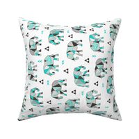 Elephants Geometric with Triangles Mint green Rotated