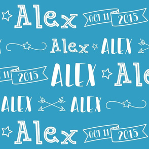 Boys Personalized Name and Birthdate Baby Fabric - Alex